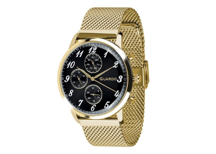 Мужские часы Guardo 012238-4 Gold-Black