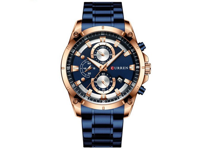 Мужские часы Curren 8360 Blue-Gold