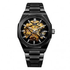 Мужские часы Gusto Skeleton Black-Gold
