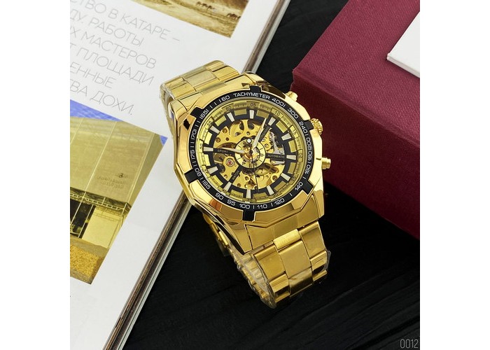 Мужские часы Forsining 8042 Gold-Black