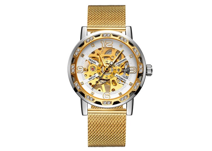 Женские часы Forsining GMT1201 Gold-Silver-White