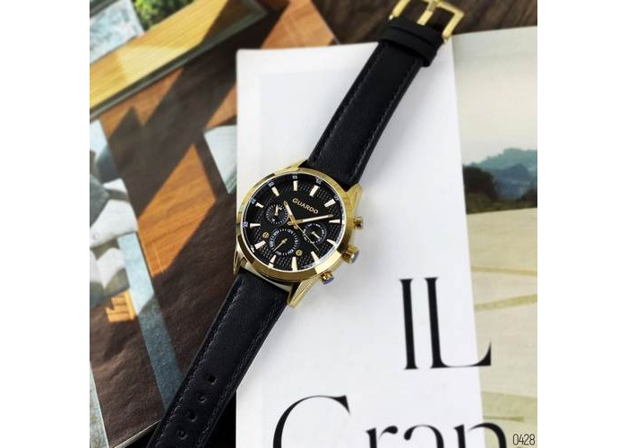 Мужские часы Guardo B01338-3 Black-Gold