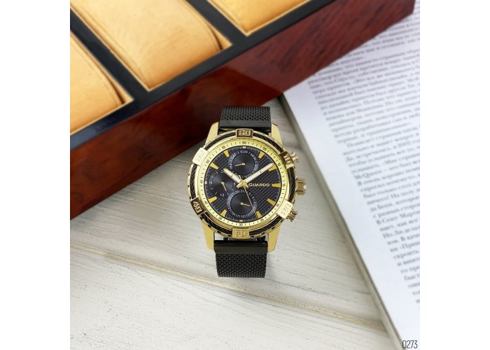 Мужские часы Guardo B01352(2)-3 Black-Gold