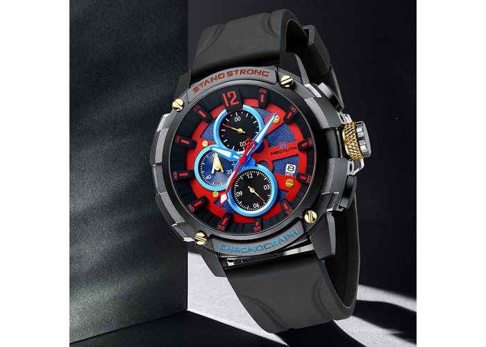 Мужские часы Megalith 8231M Black-Gray-Red-Blue