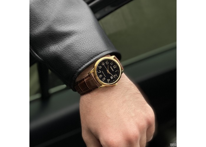 Мужские часы Casio MTP-V002GL-1BUDF Brown-Gold-Black