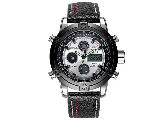 Мужские часы AMST 3022 Silver-Black-Silver Fluted Wristband