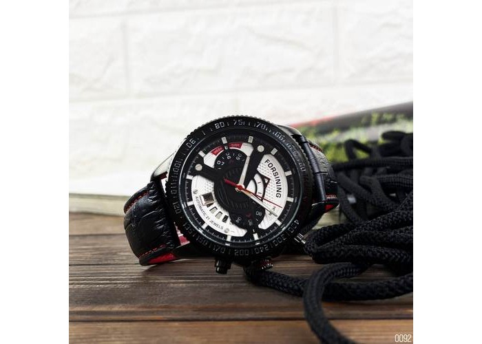 Мужские часы Forsining GMT1186 Black-Red-Whiter
