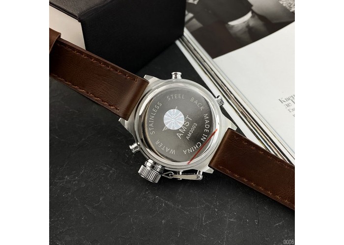 Мужские часы AMST 3003A Silver-Green-Brown Wristband