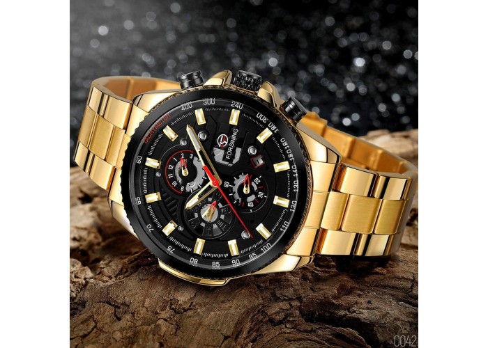 Мужские часы Forsining 6909 Gold-Black