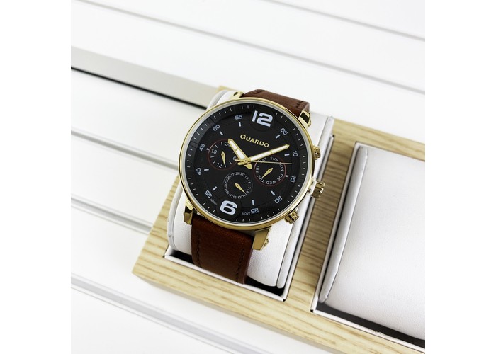 Мужские часы Guardo 12432(1)-4 Brown-Gold-Black