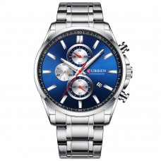 Мужские часы Curren 8368 Silver-Blue-Silver