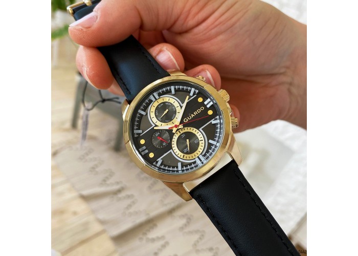 Мужские часы Guardo 012313-3 Black-Gold-Gray
