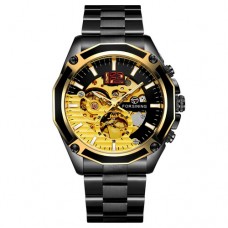 Мужские часы Forsining GMT 1183 Black-Gold