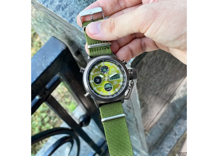 Мужские часы AMST 3003 Black-Green Green Wristband