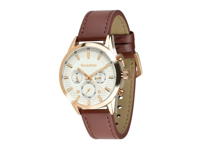 Мужские часы Guardo B01338-5 Brown-Cuprum-White