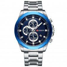 Мужские часы Curren 8354 Silver-Blue