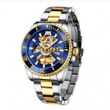 Мужские часы Megalith 8215 Silver-Blue-Gold