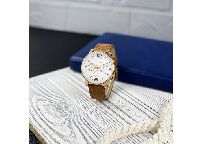 Мужские часы Guardo 12432(1)-5 Brown-Cuprum-White