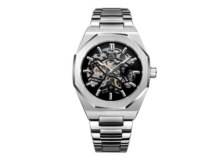 Мужские часы Gusto Skeleton Silver-Black