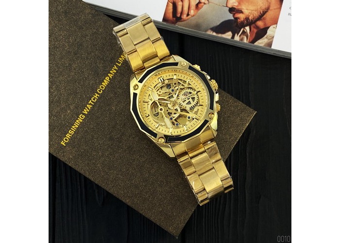 Мужские часы Forsining 8130 All Gold Automatic