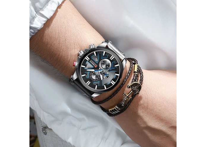 Мужские часы Curren 8346 Silver-Black