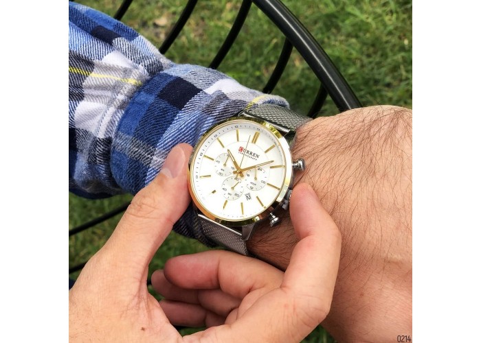 Мужские часы Curren 8340 Silver-Gold