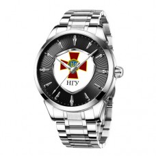 Мужские часы Chronte с логотипом НГУ Silver-Black-White