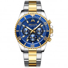 Мужские часы Megalith 8046M Silver-Gold-Blue