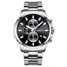 Мужские часы Curren 8348 Silver-Black