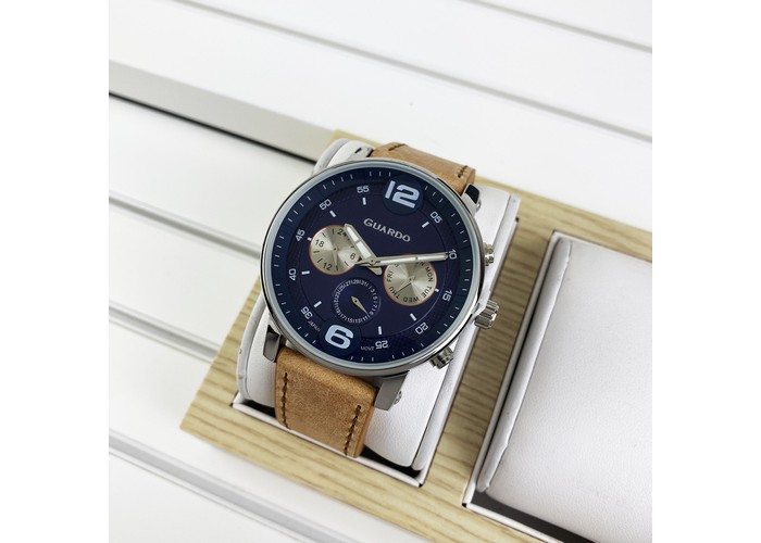 Мужские часы Guardo 12432(1)-2 Brown-Silver-Blue